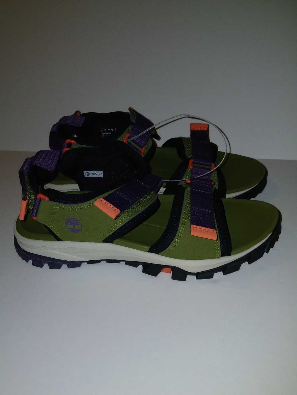Timberland Lincoln Peak 2-Strap Velcro Sandal, Green/Black/Purple No Box - Picture 7 of 11